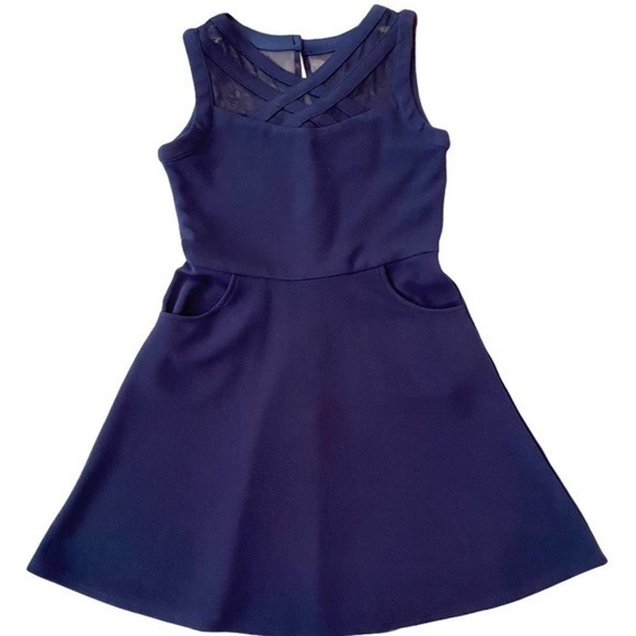 BLUSH BY US ANGELS Junior Teen Girl’s Navy Blue Sleeveless Dress - Picture 1 of 5